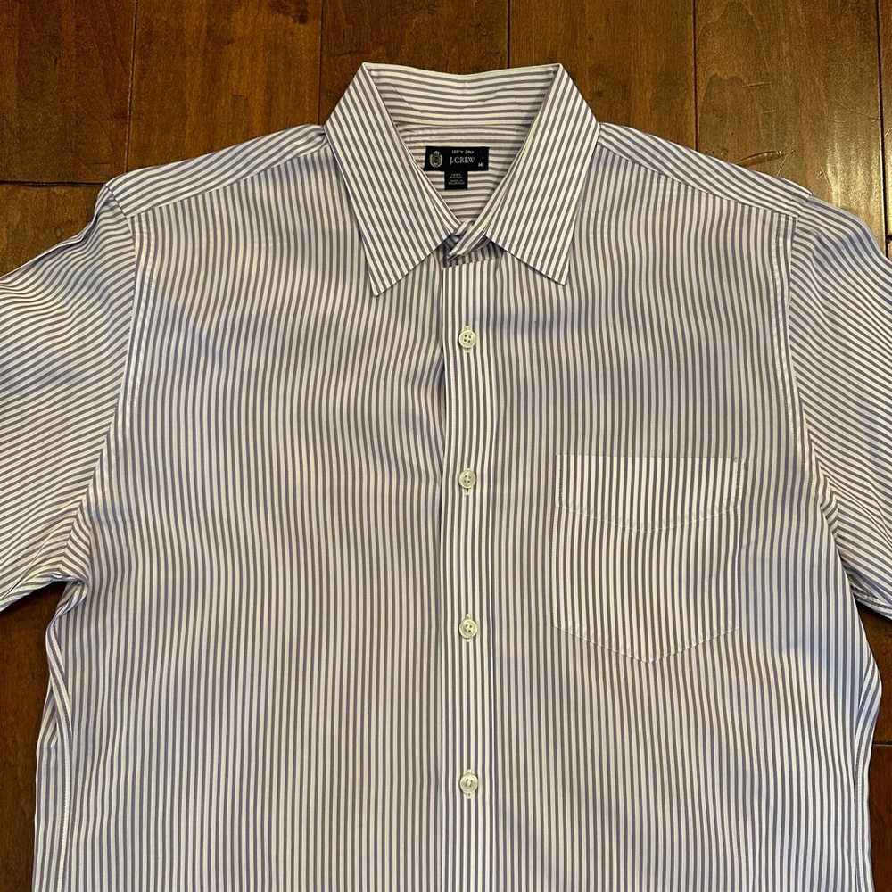 J. Crew Purple Striped Long Sleeve Button Down Collared Dress Shirt Sz M - Picture 2 of 8